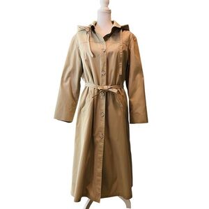 London Fog Women’s Long Beige Maincoats Weatherwear Trench Coat Size 18